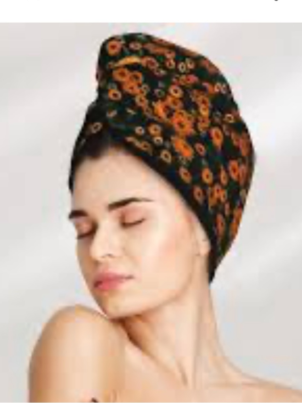 Hair Turban Towel Head Wrap with Orange Triangle Pattern